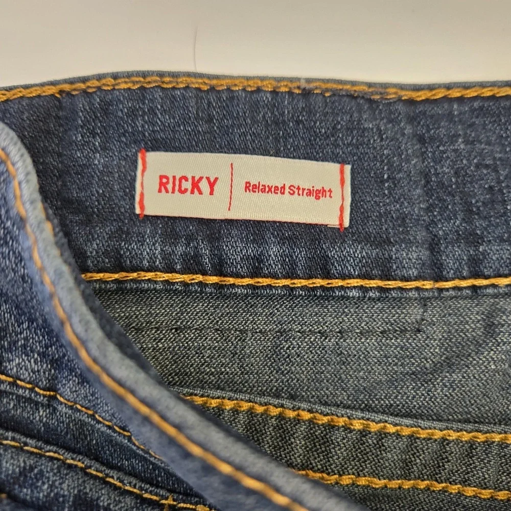 True Religion Mens Ricky‎ Relaxed Straight Leg Jeans Size 36 Flap Pocket Denim
